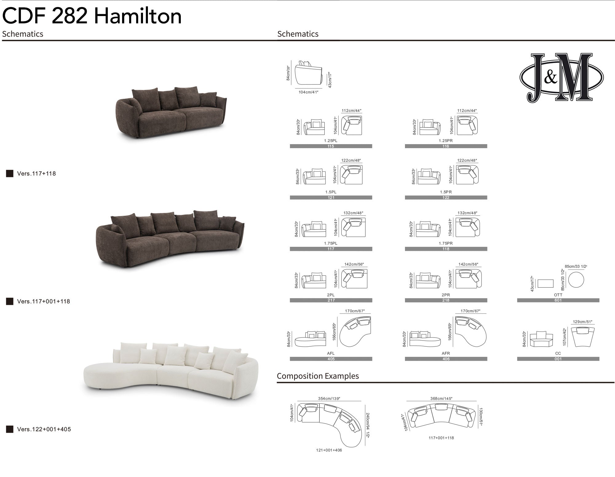 Hamilton Fabric Sectional 282 in Grey | J&M Furniture - Canal Furniture