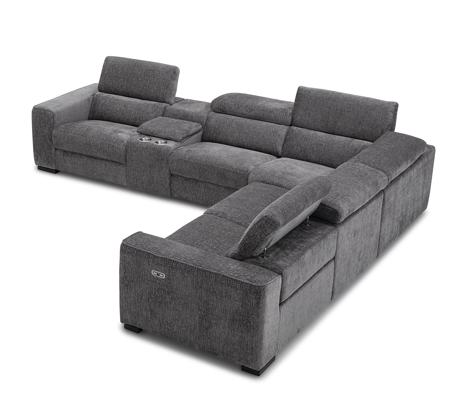 Picasso Motion Fabric Sectional in Dark Grey | J&M Furniture - Canal Furniture