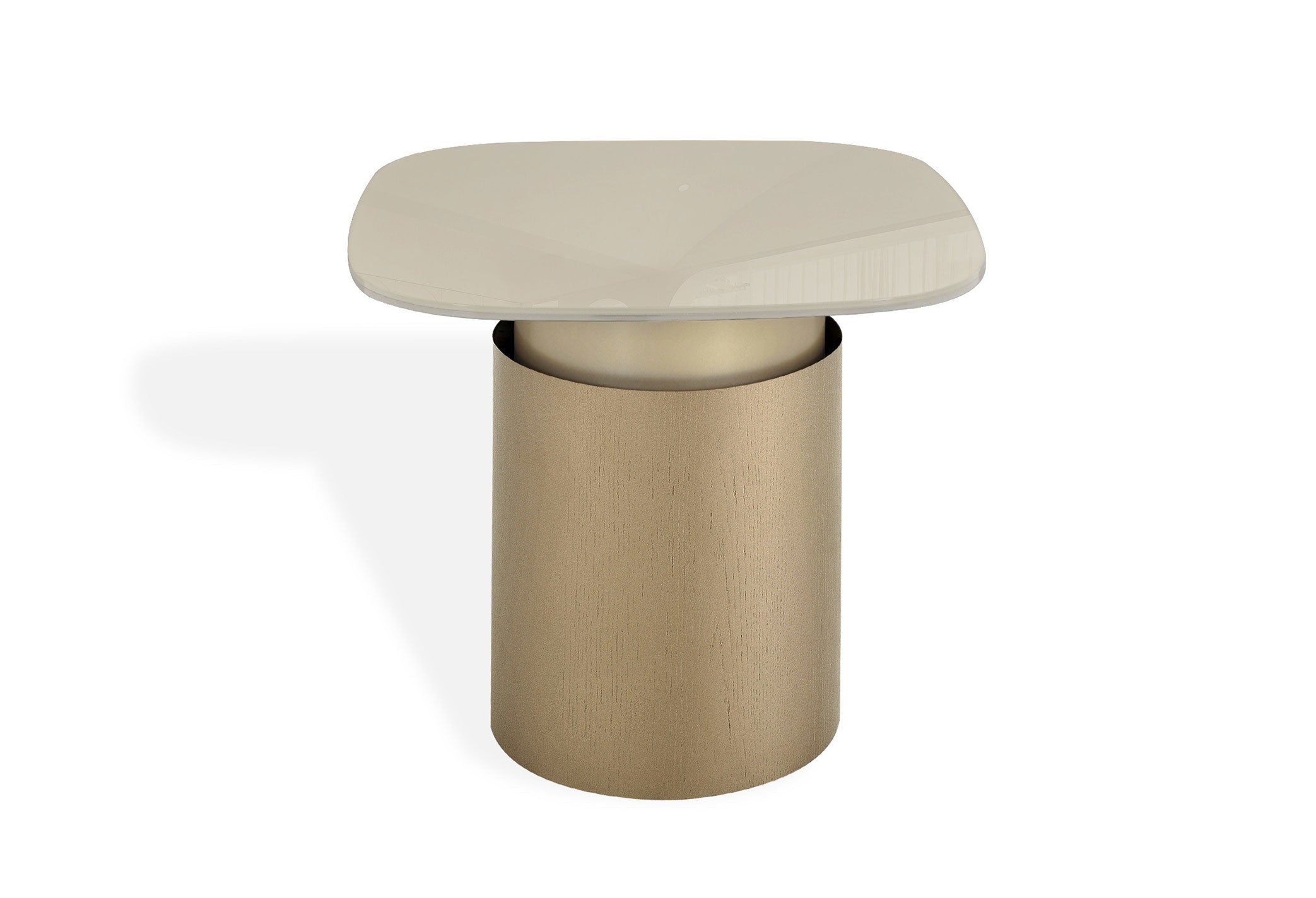 Essenza End Table Champagne Gold Glass Top Accent Table