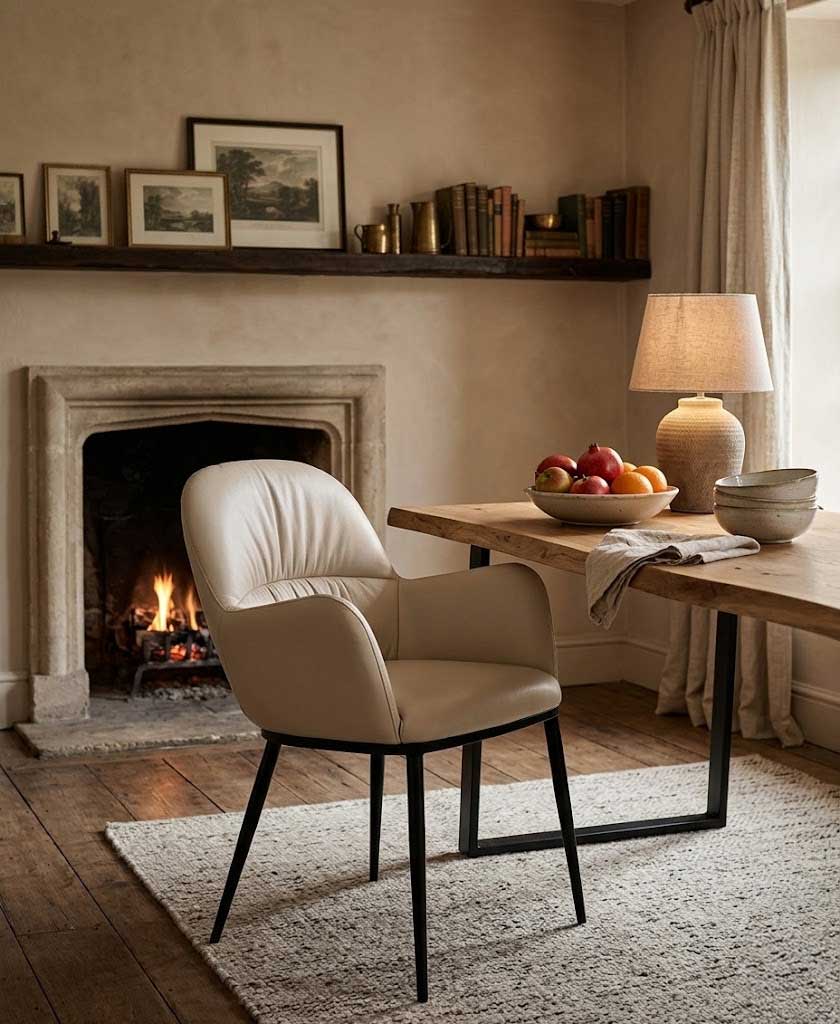 Kora Leather Armchair in Light Mocha | J&M Furniture
