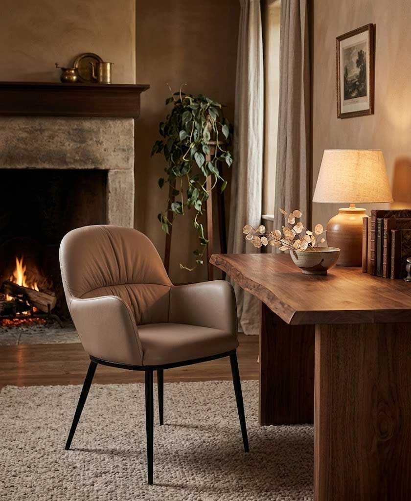 Kora Leather Armchair in Mocha | J&M Furniture