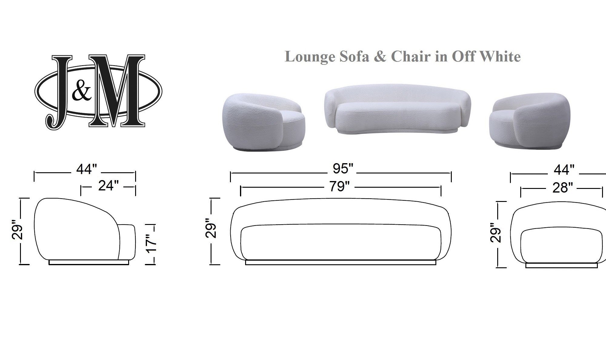 Lounge Sofa in Off White | J&M Furniture