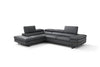 Rimini Italian Leather Sectional in Dark Grey (i867)