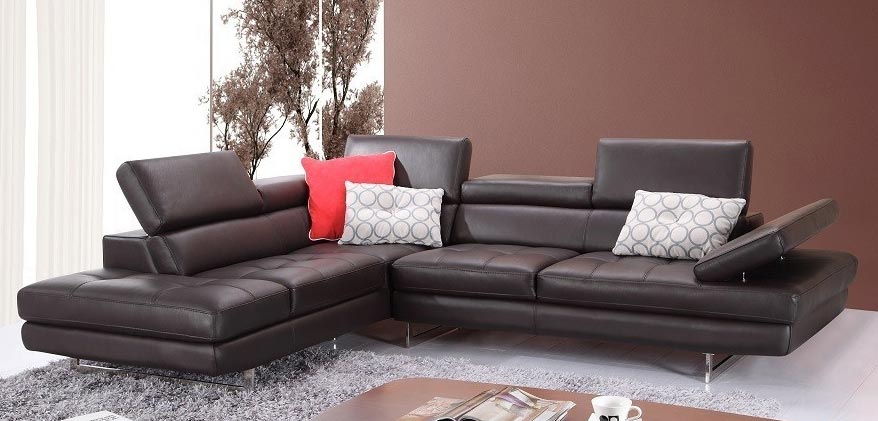 Forza A761 Italian Leather Sectional In Maroon