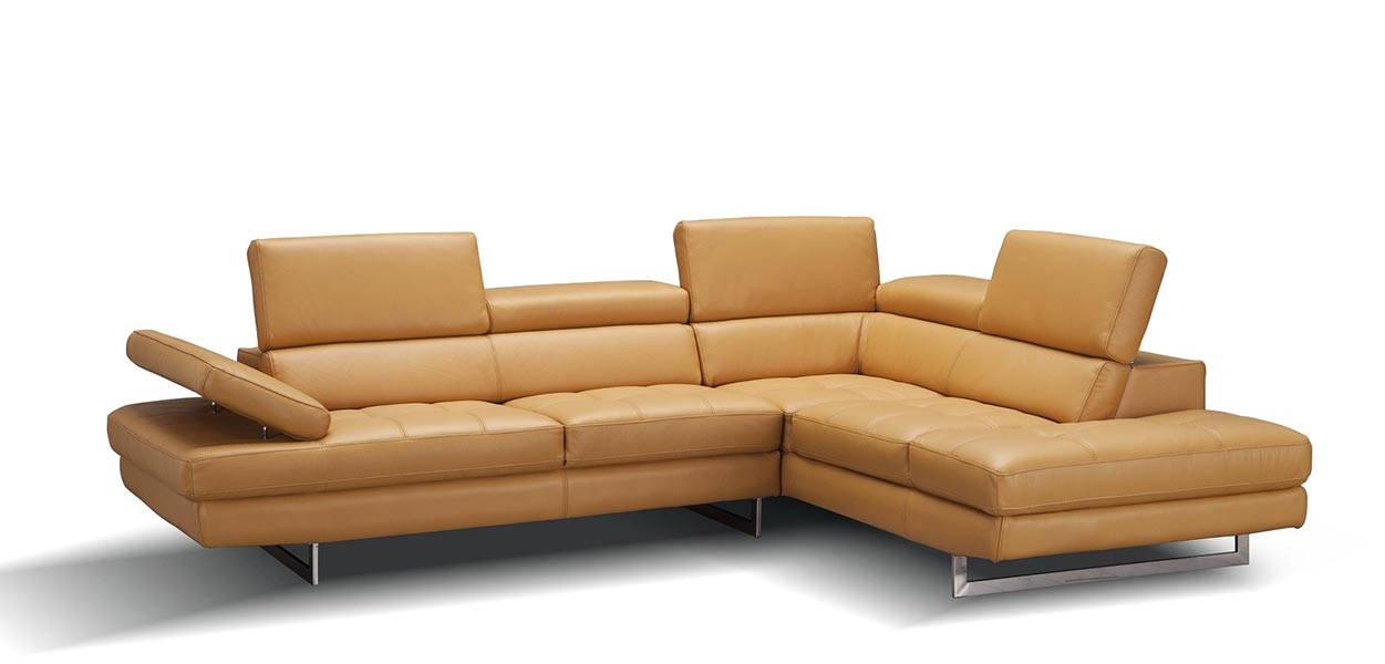 Forza A761 Italian Leather Sectional In Caramel