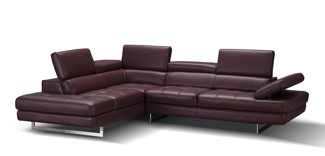 Forza A761 Italian Leather Sectional In Caramel