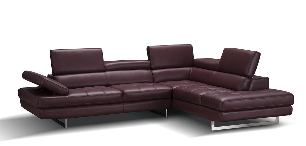 Forza A761 Italian Leather Sectional In Black