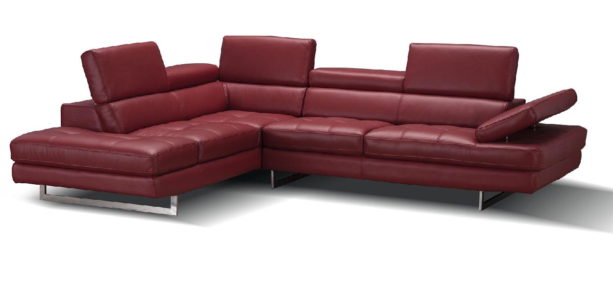 Forza A761 Italian Leather Sectional In Maroon