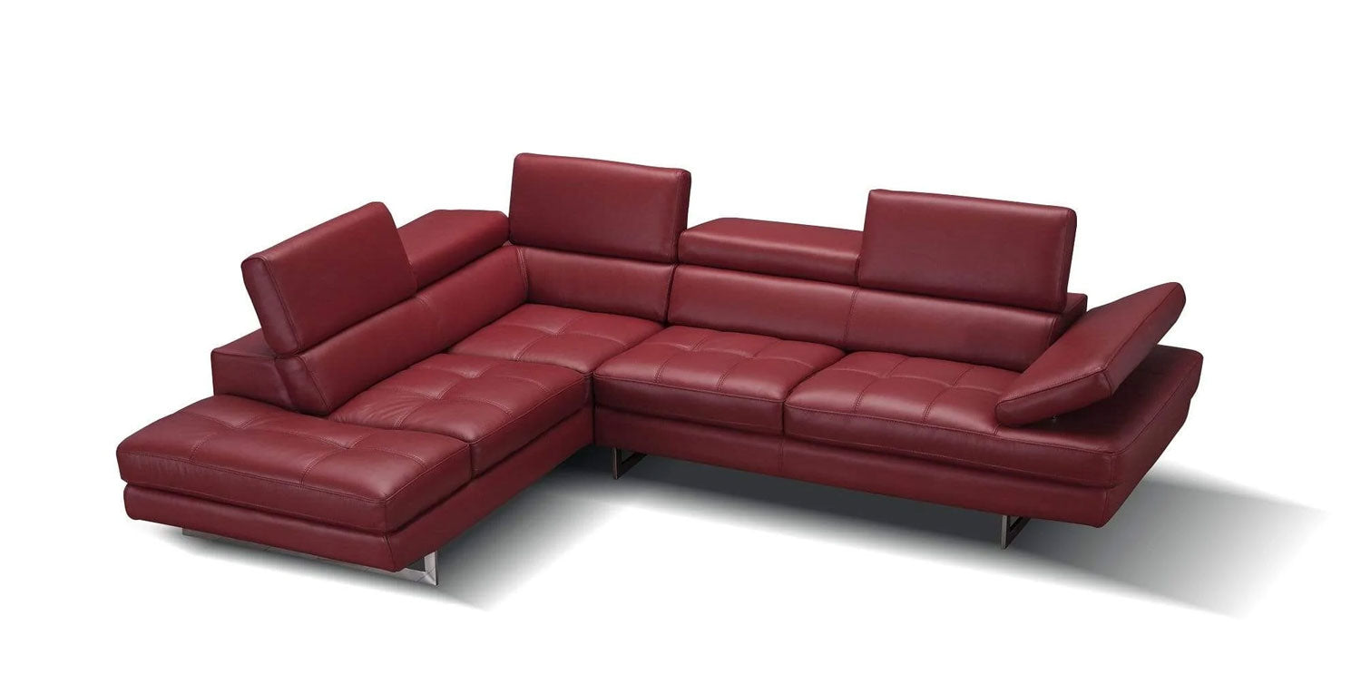 Forza A761 Italian Leather Sectional In Red