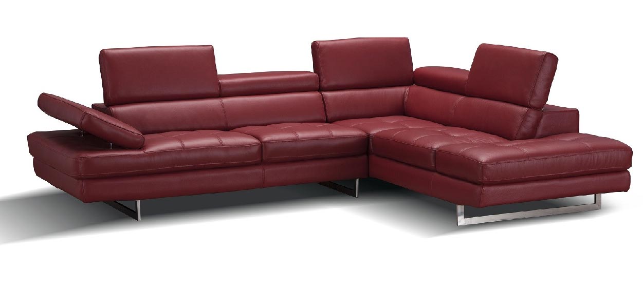 Forza A761 Italian Leather Sectional In Red