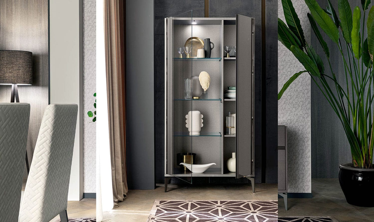 Graphite 2 Door Curio - Canal Furniture