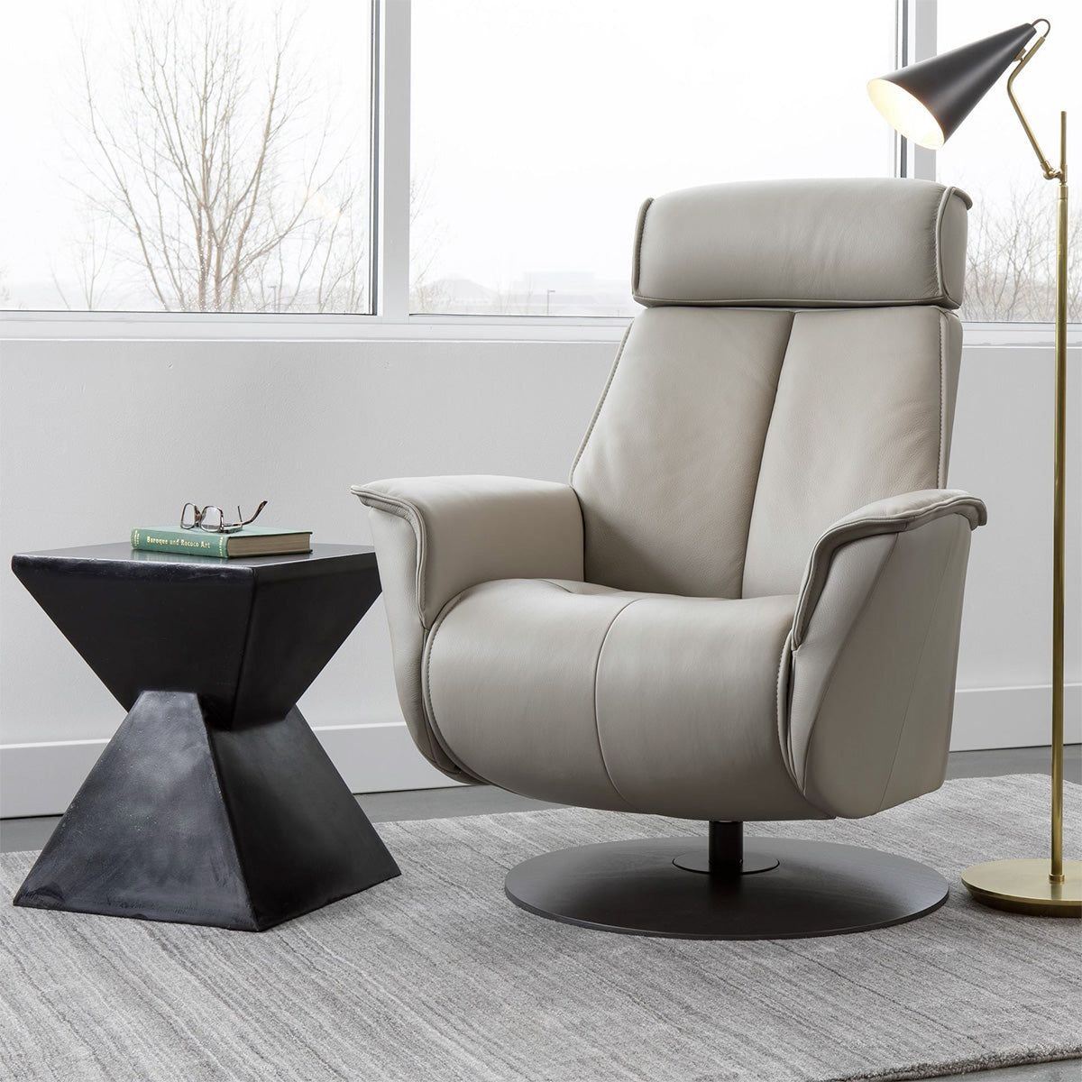 Bo Modern Recliner in Cement | Fjords - Canal Furniture