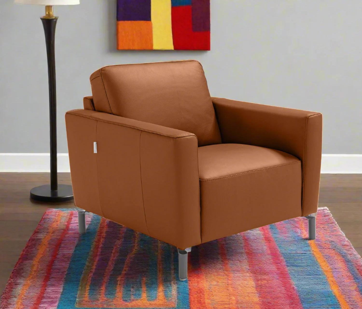 Caleb Leather Chair in Taupe | Max Divani