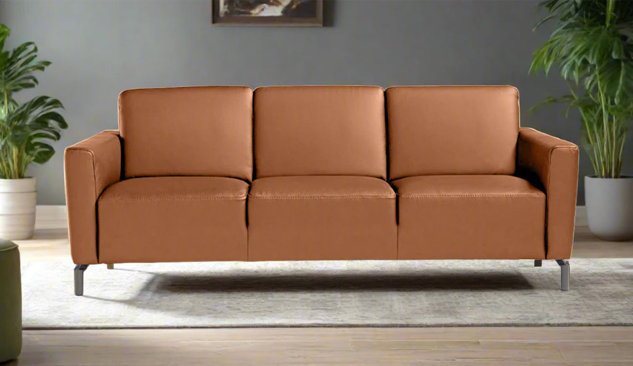 Caleb Leather Sofa in Taupe | Max Divani