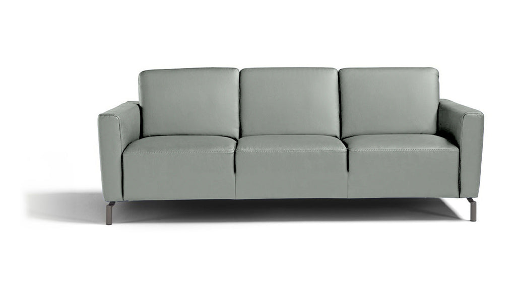 Caleb Leather Sofa in Light Grey | Max Divani - Canal Furniture