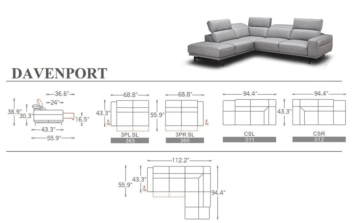 Davenport Modern Sectional in Slate Grey | J&M Furniture - Canal Furniture
