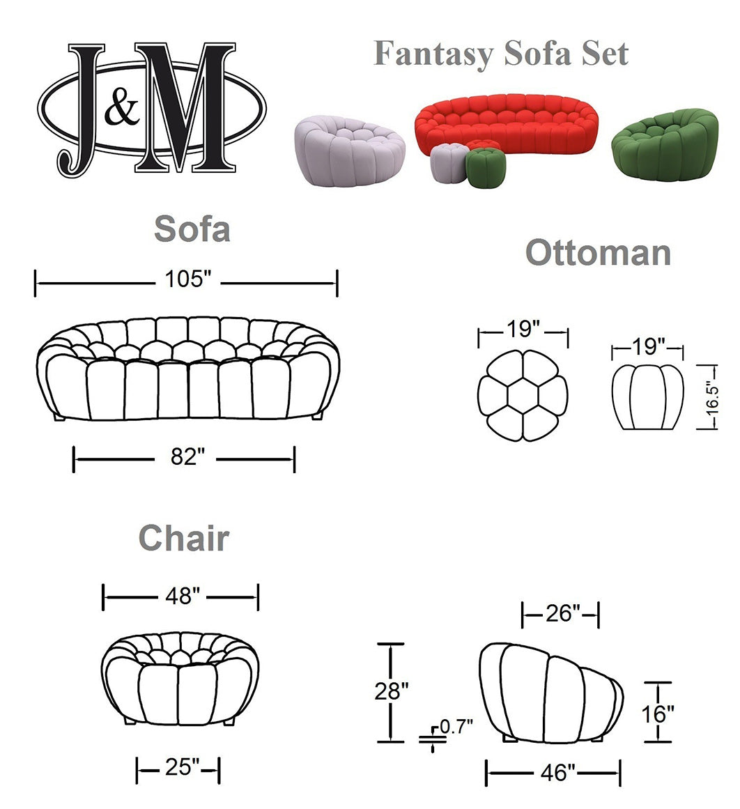 Fantasy Fabric Ottoman in Grey - Canal Furniture