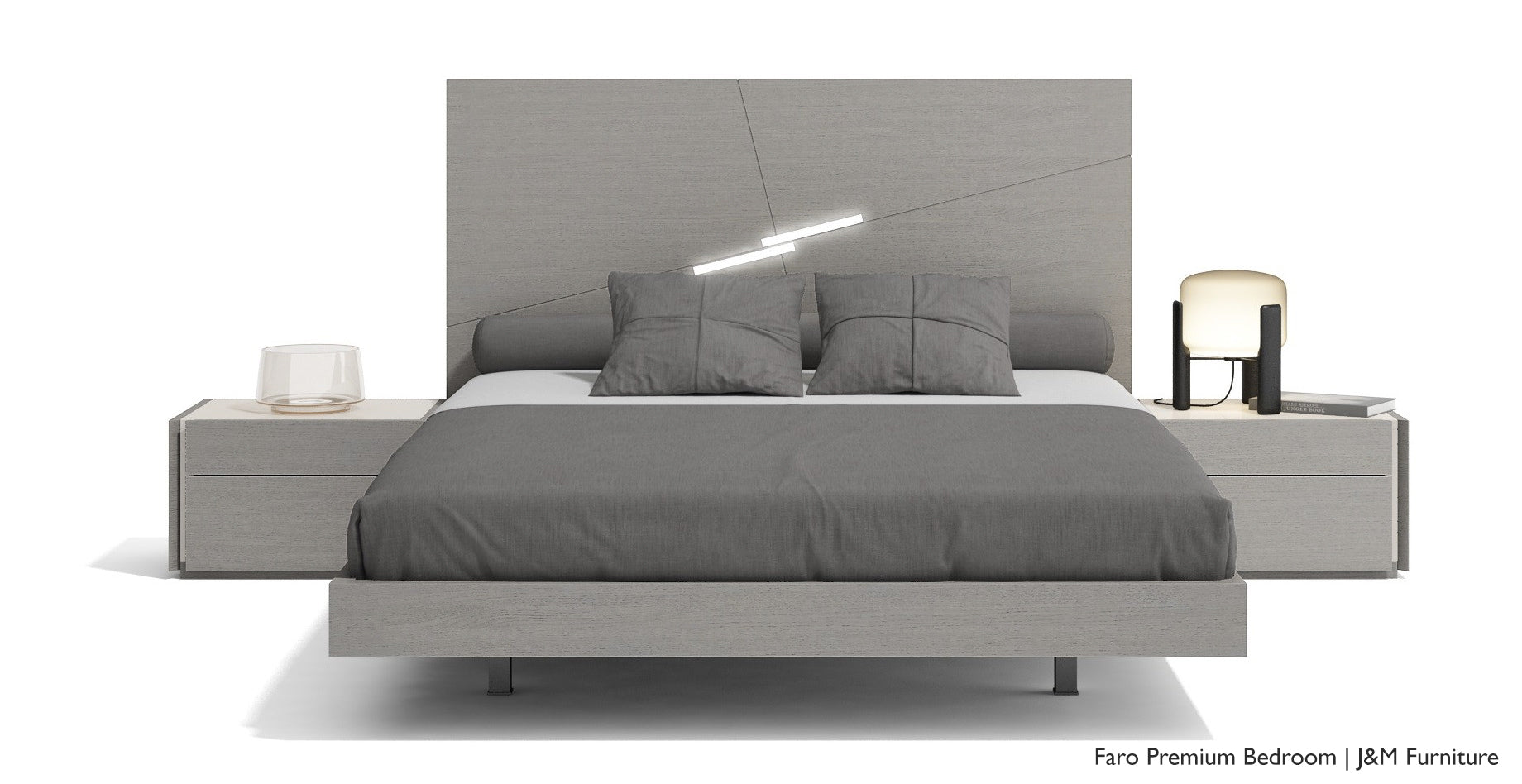 Faro Premium Bed in Grey | J&M Furniture