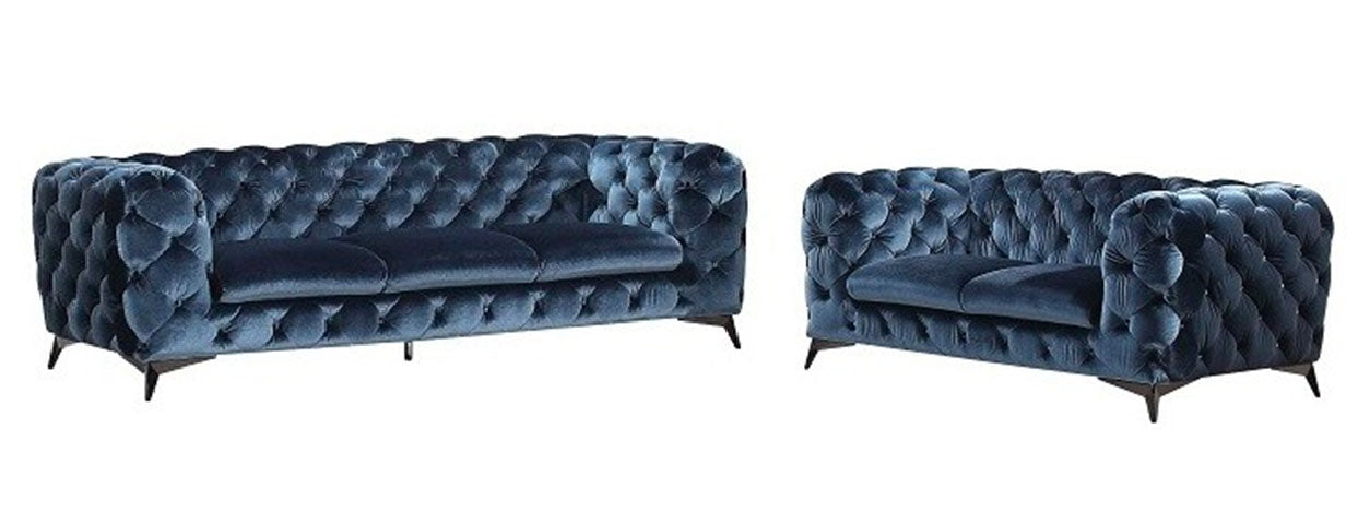 Glitz Fabric Sofa Collection in Blue | J&M Furniture