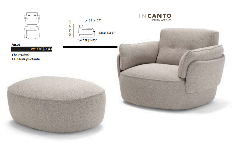 Incanto Italian Attitude Chair Katharina i918 Swivel Armchair | Incanto