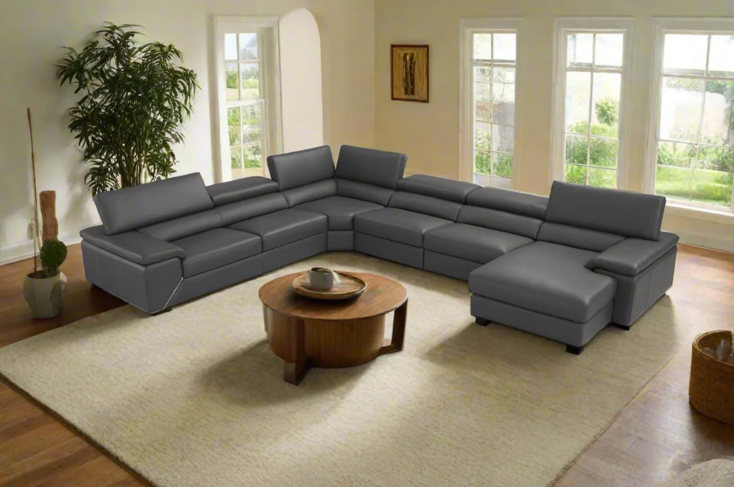 Incanto Italian Attitude Couches & Sofa i788 U-Shaped Sectional in Slate Grey | Incanto