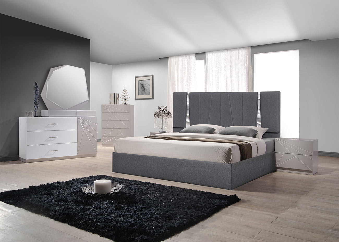 J and M Furniture Bed Matissee Bed in Charcoal