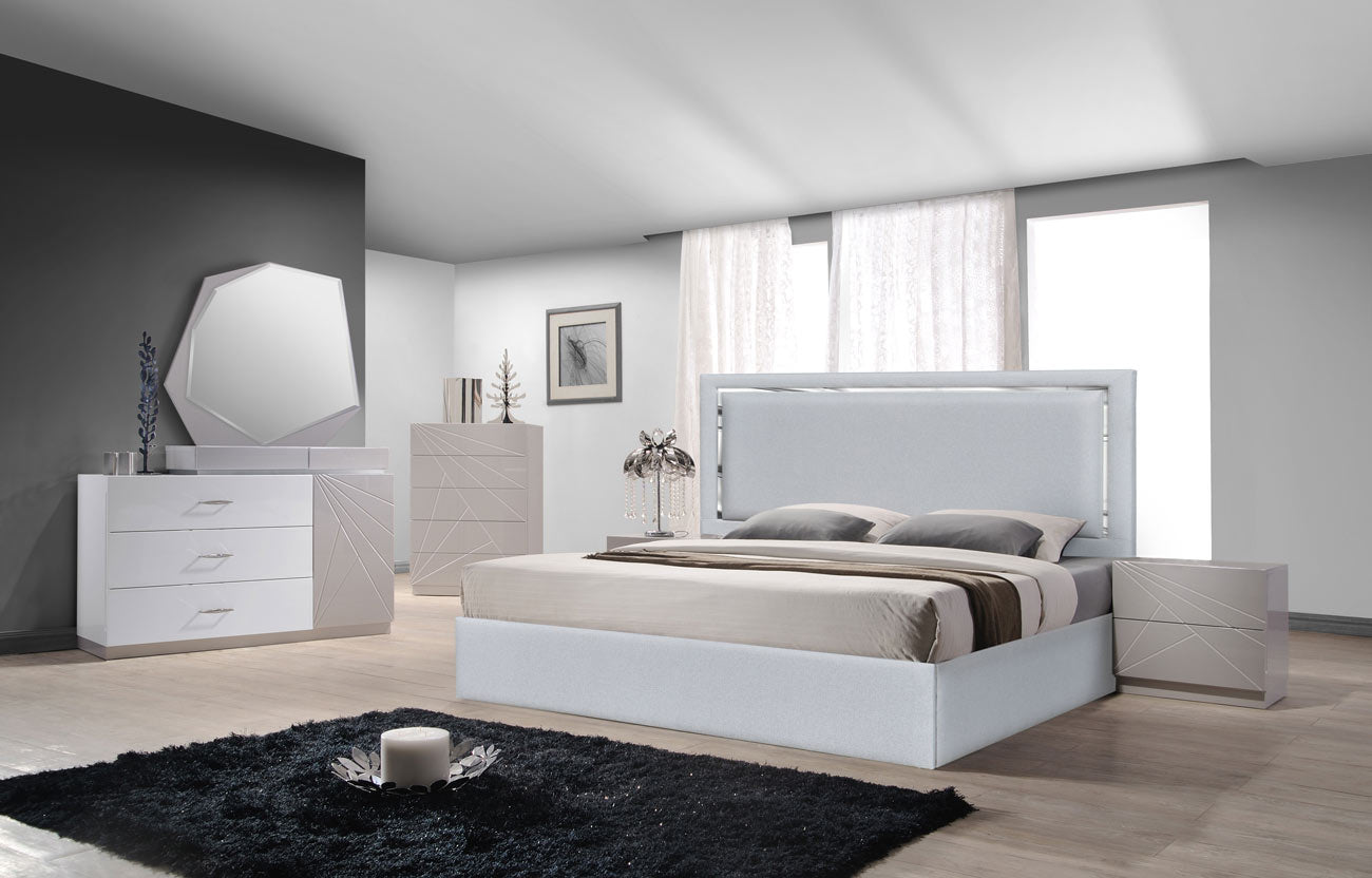 J and M Furniture Bed Monet Bed in Silver Grey