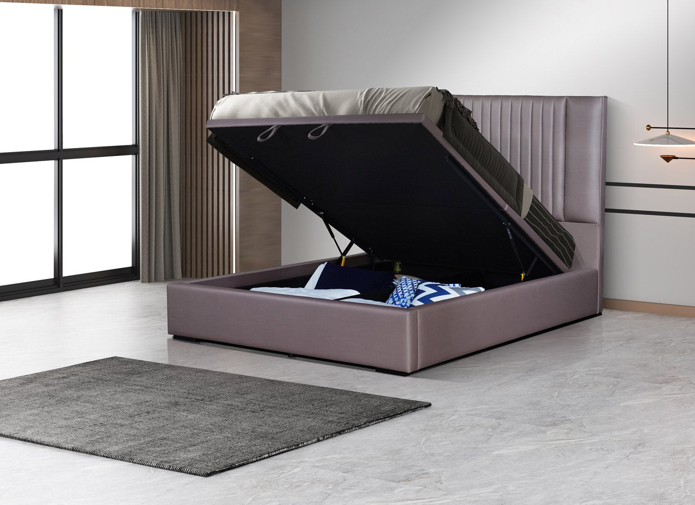 J and M Furniture Bed Nara Storage Bed in Stone | J&M Furniture
