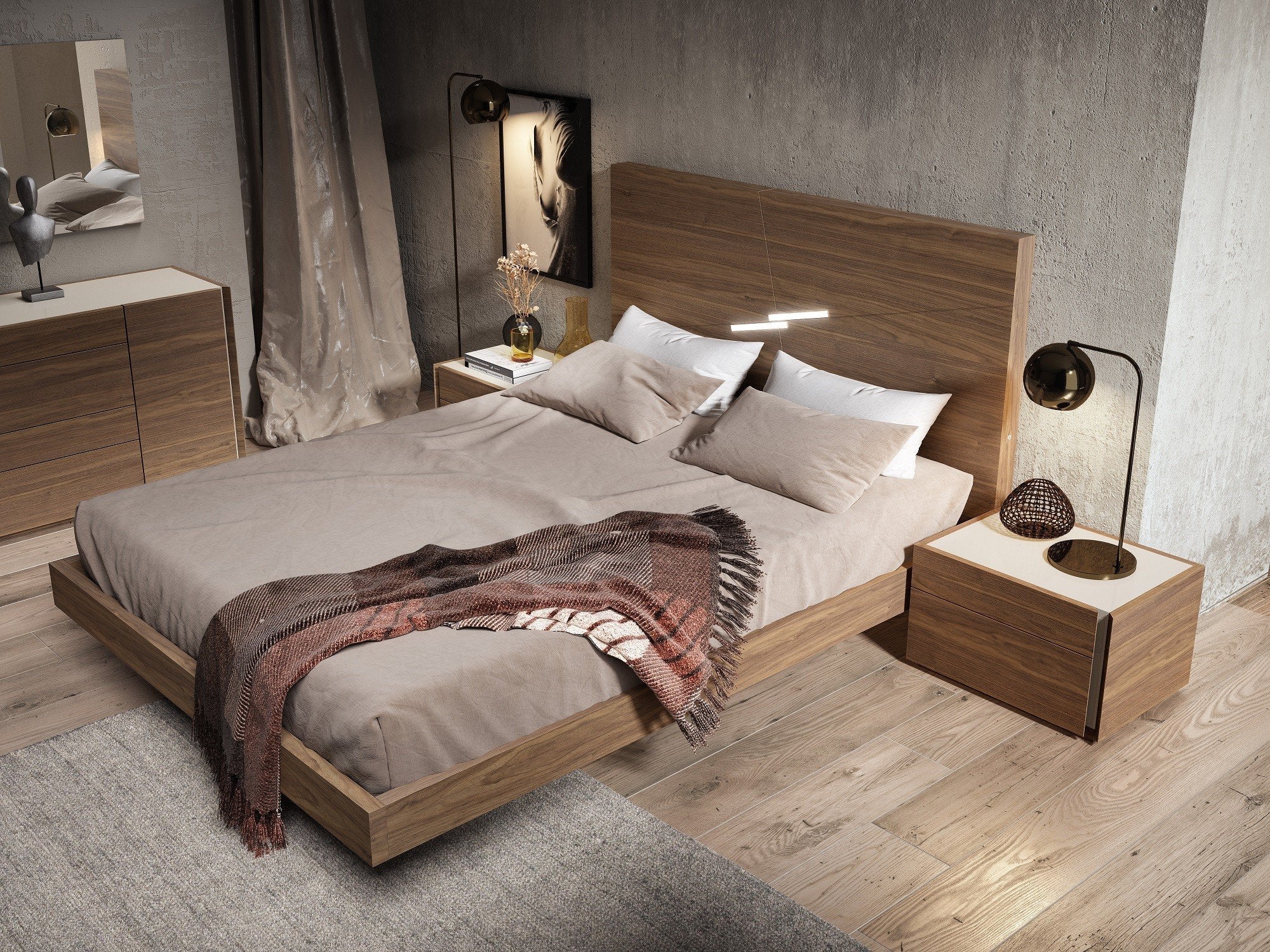 J and M Furniture Bedroom Sets Faro Premium Bed in Walnut | J&M Furniture