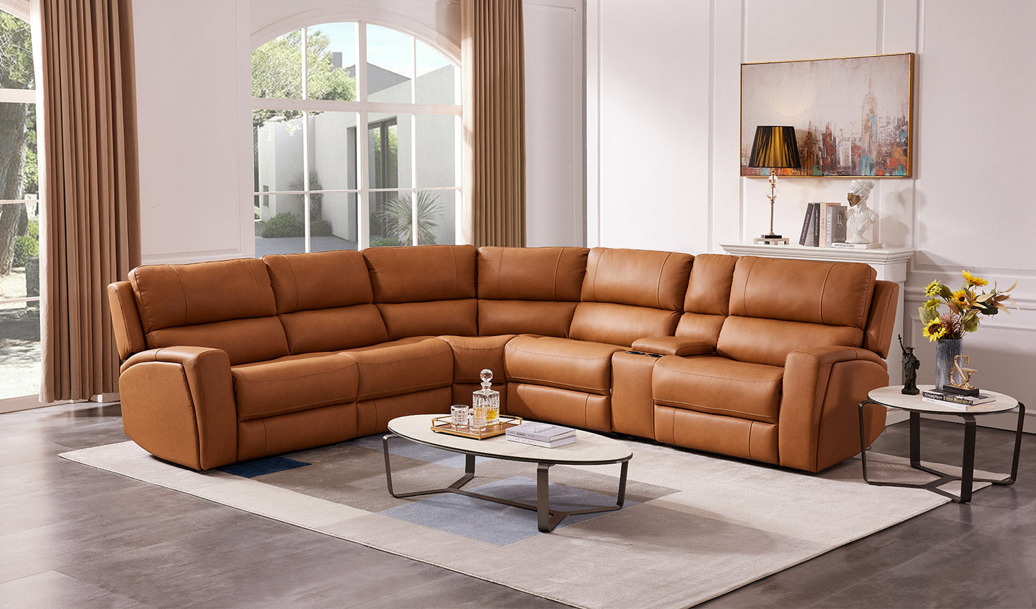 J and M Furniture Couches & Sofa 70815M Reclining Sectional in Pumpkin | J&M Furniture