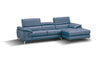 J and M Furniture Couches & Sofa A973b Premium Leather Mini Sectional in Azure Blue | J&M Furniture