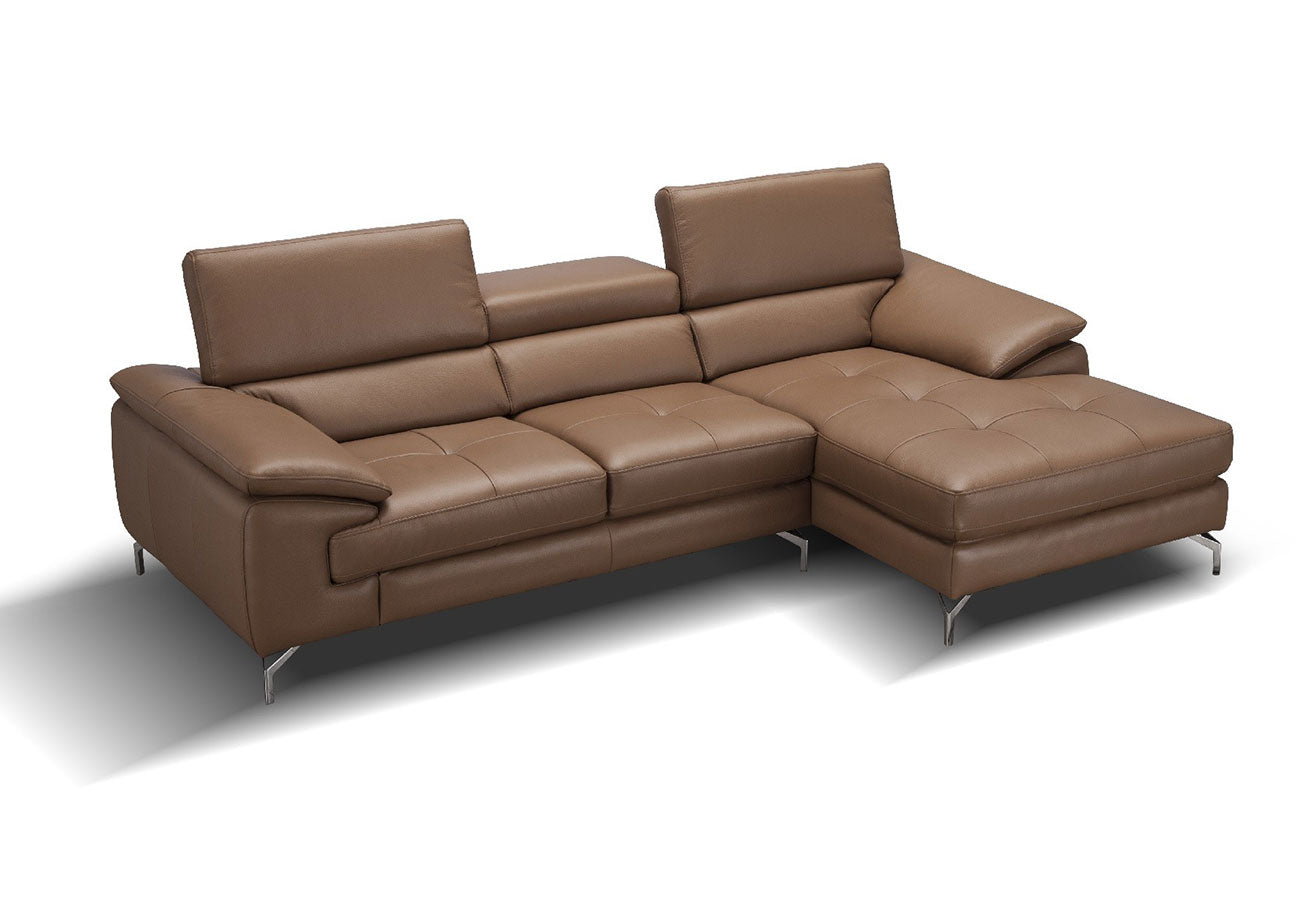 J and M Furniture Couches & Sofa A973b Premium Leather Mini Sectional in Caramel | J&M Furniture