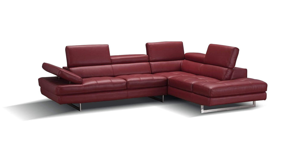 J and M Furniture Couches & Sofa Forza A761 Italian Leather Sectional In Red