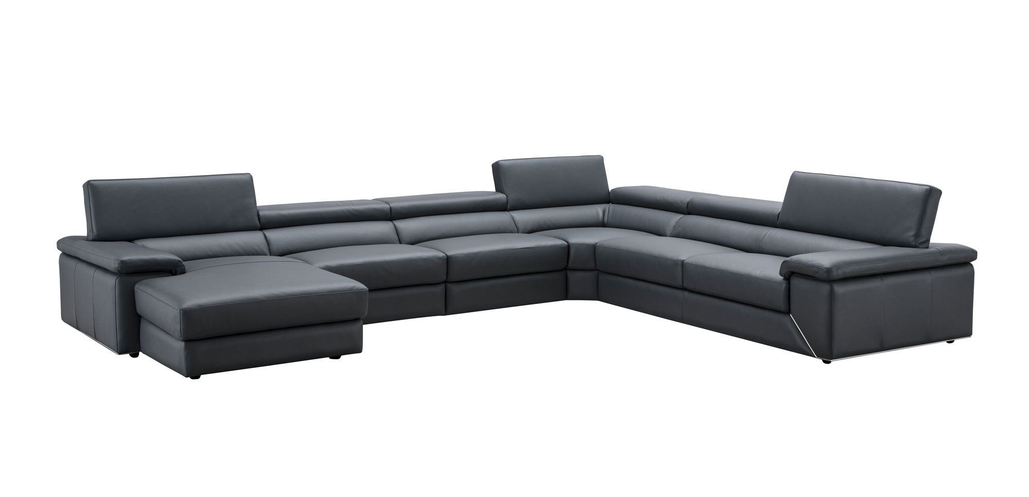 J and M Furniture Couches & Sofa Kobe Leather Sectional in Blue Grey | J&M Furniture