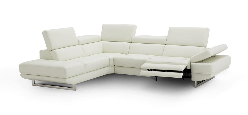 J and M Furniture Couches & Sofa Left Hand Facing Annalaise Reclining Leather Sectional in Snow White | J&M Furniture