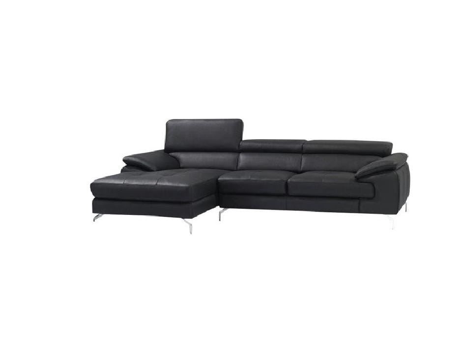 A973b Premium Leather Mini Sectional in Black | J&M Furniture - Canal Furniture