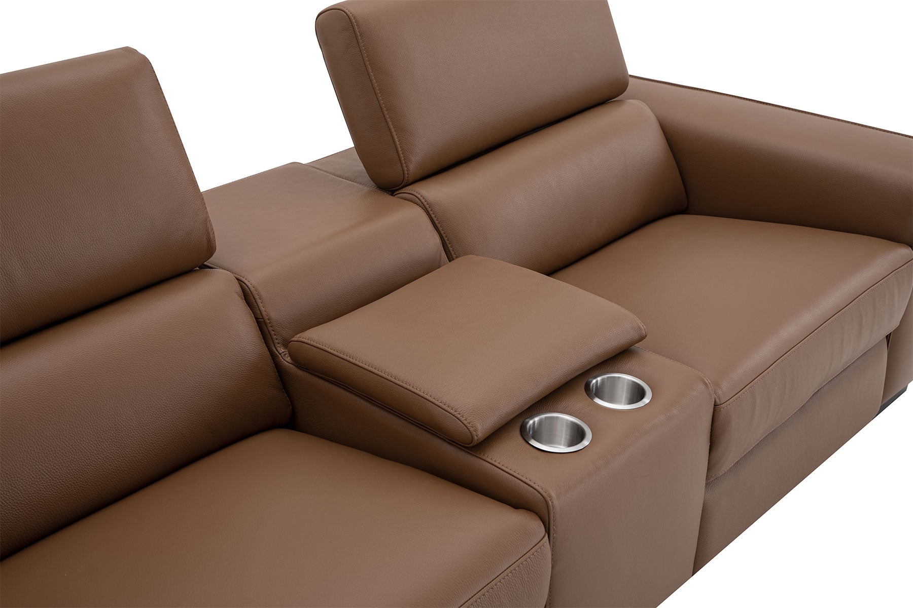 J and M Furniture Couches & Sofa Picasso Loveseat with Console In Caramel | J&M Furniture