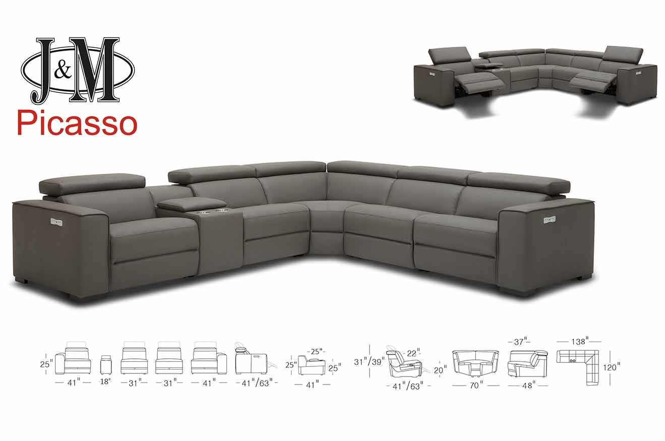 J and M Furniture Couches & Sofa Picasso Power Sectional in Truffle | J&M Furniture
