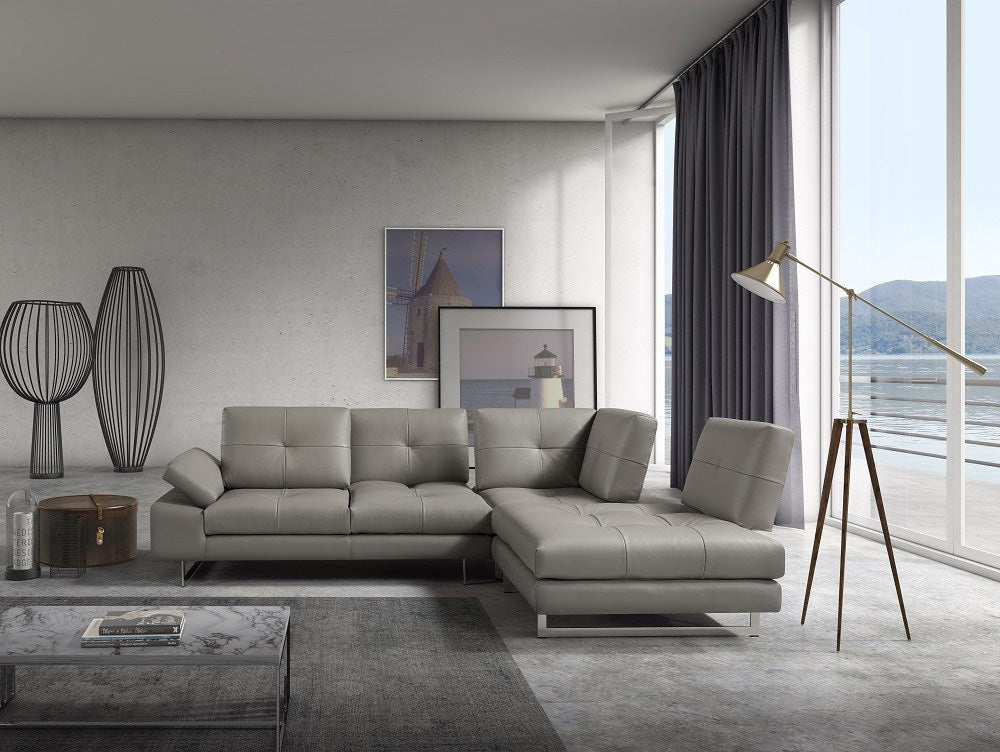 J and M Furniture Couches & Sofa Prive Leather Sectional in Grey | J&M Furniture