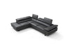 J and M Furniture Couches & Sofa Rimini Italian Leather Sectional in Dark Grey (i867)