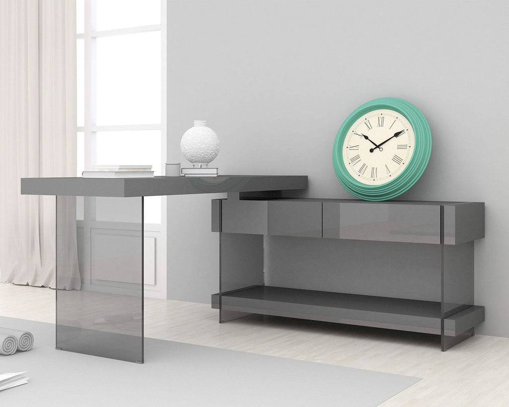 J and M Furniture Desk Grey Cloud Modern Desk in High Gloss | J&M Furniture