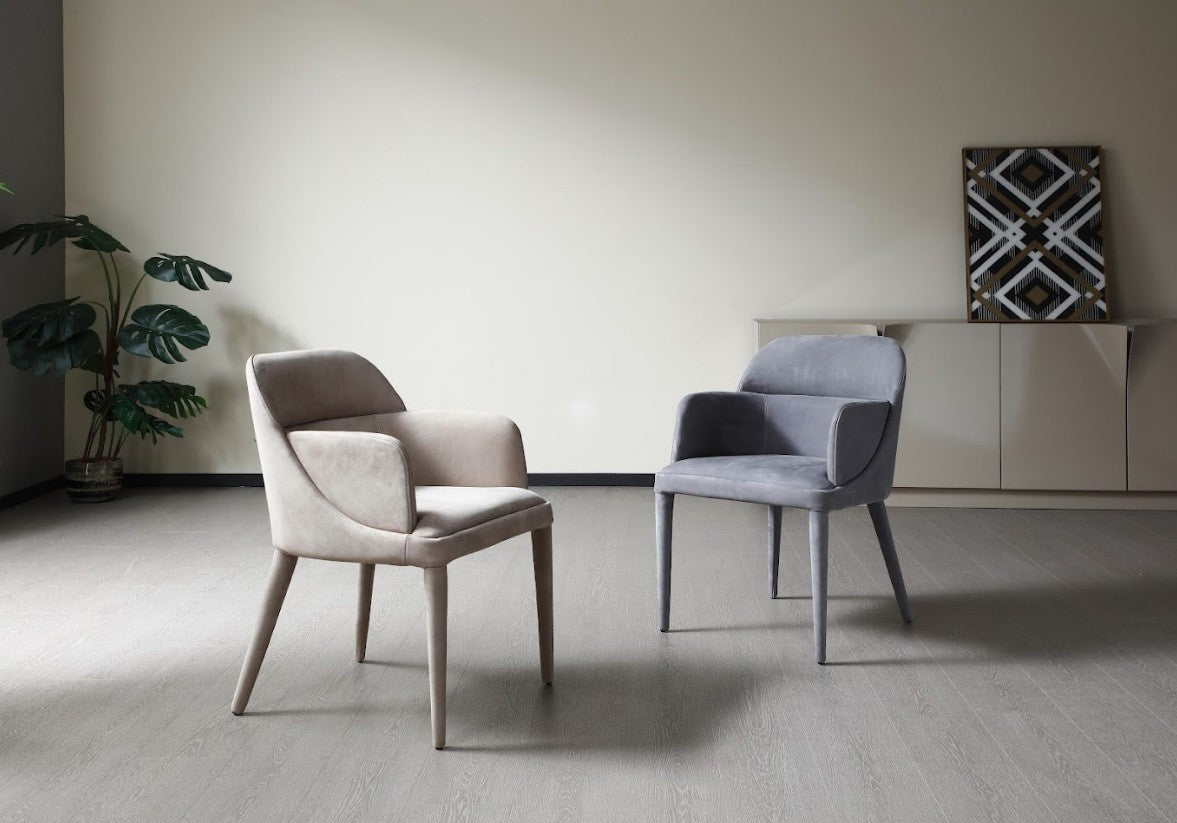 J and M Furniture Dining Chair Baxter Nubuck Leather Arm Chair in Beige | J&M Furniture