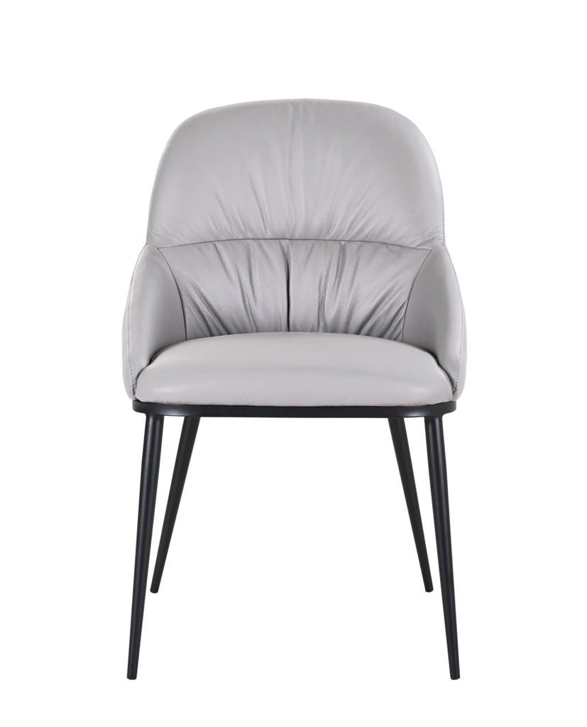 J and M Furniture Dining Chair Kora Leather Chair in Pewter (Pair) | J&M Furniture