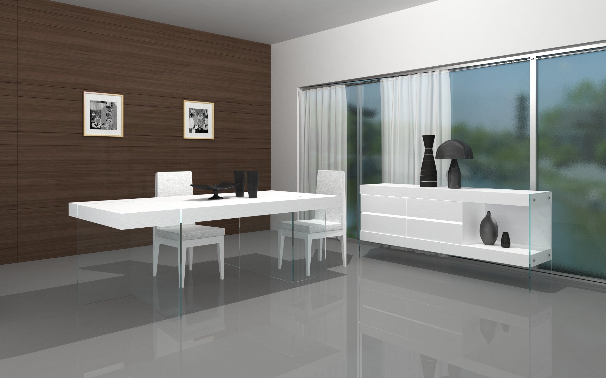 J and M Furniture Dining Sets Cloud Dining Table in High Gloss | J&M Furniture