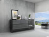 J and M Furniture Display & Storage Grey Cloud Modern Buffet in High Gloss