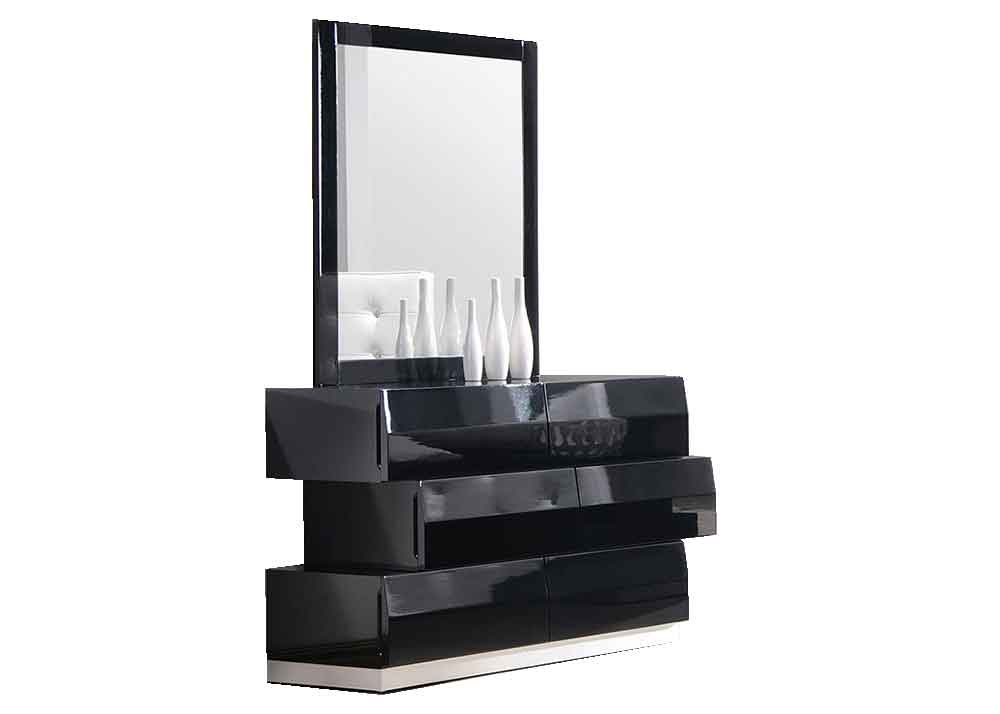 J and M Furniture Dresser Milan Dresser & Mirror in Black