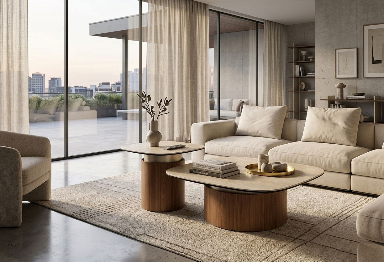 J and M Furniture End Table Balsato Coffee Table with Travertine Look Ceramic Top | J&M Furniture