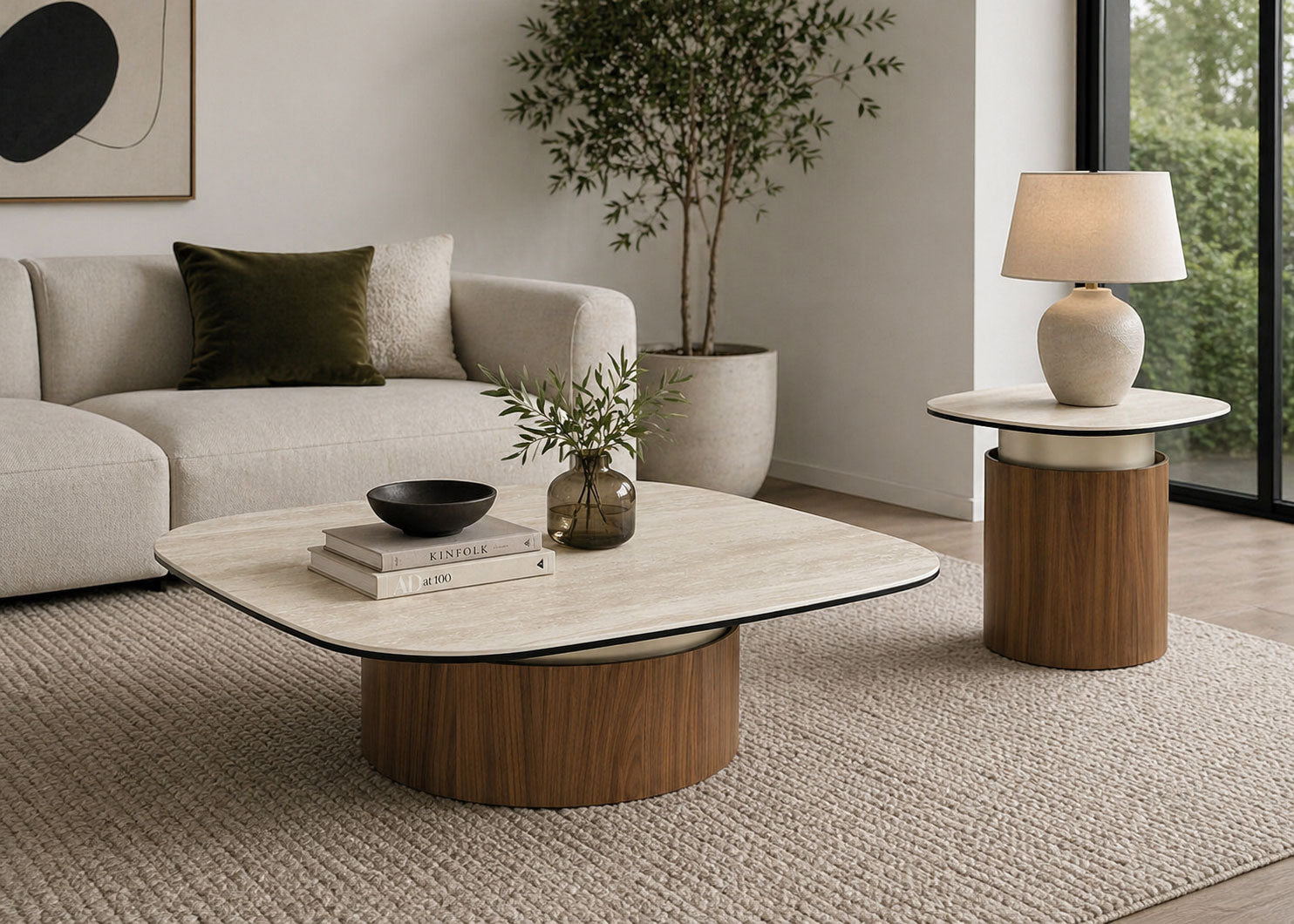 J and M Furniture End Table Balsato End Table with Travertine Look Ceramic Top | J&M Furniture