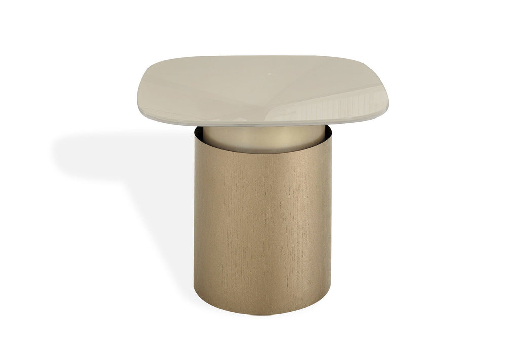 J and M Furniture End Table Essenza End Table Champagne Gold Glass Top Accent Table
