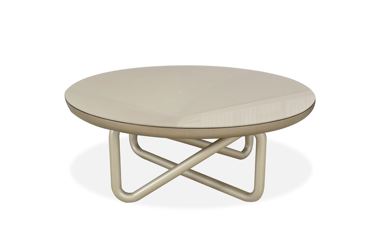 J and M Furniture End Table Linea Coffee Table Champagne Gold Glass Top with Metal Base | J&M Furniture